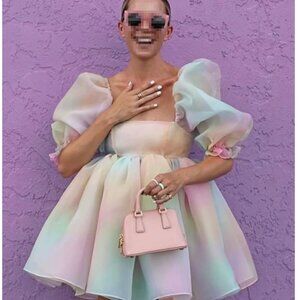 Pastel Rainbow Puff Dress | Size: M